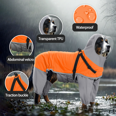 Дощовик для собак Wan Talk Dog Orange Raincoat з капюшоном, 66 см, 80-93 см, 3XL