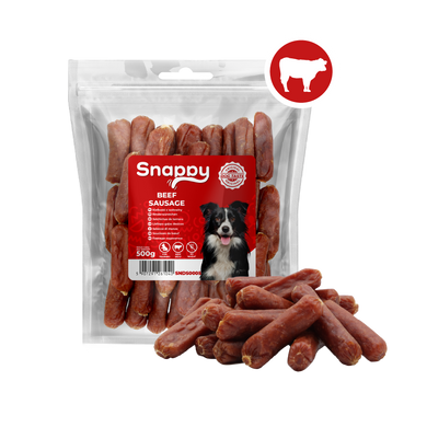 Лакомства для собак SNAPPY DOG SNACKS SAUSAGES Сосиски из говядины, 500 г