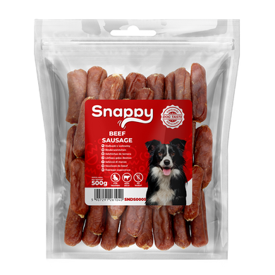 Лакомства для собак SNAPPY DOG SNACKS SAUSAGES Сосиски из говядины, 500 г