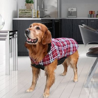 Зимовий водонепроникний двохсторонній жилет в клітинку Derby Plaid Red в британському стилі, 26 см, 34-40 см, 28 см