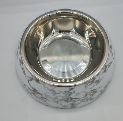 Меламиновая миска с чашей из нержавеющей стали Derby AH005 Marble, S, 150 мл, 10.5x14x4 см