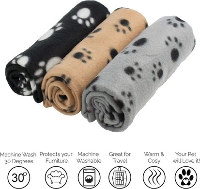 Плед для домашніх тварин Paw Print Soft Fleece Pet Blanket, Синий, 70х100 см
