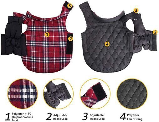 Зимовий водонепроникний двохсторонній жилет в клітинку Derby Plaid Red в британському стилі, 26 см, 34-40 см, 28 см