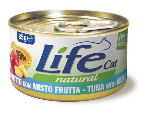 Консерва для котов LifeNatural Тунец с фруктовым миксом (tuna with fruit mix), 85 г, 85 г