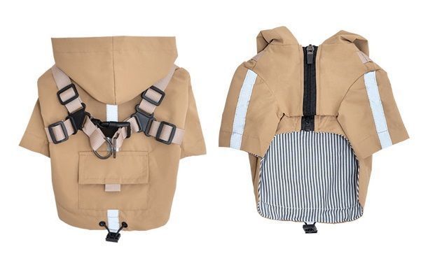 Светоотражающий дождевик для собак Derby R57 Khaki, 22 см, 40 см, 27,5 см, S