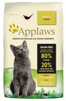 Applaws Senior Chicken беззерновой корм для пожилых кошек + пробиотик, 7,5 кг, Упаковка виробника
