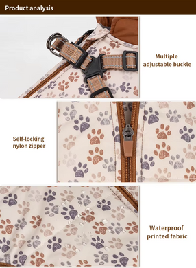 Зимова куртка для собак V.PET.B.R. Luxury Dog Jacket C519 Brown Paw, 38,5 см, 59 см, 37 см, 2XL