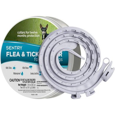 Ошейник Sentry Flea&Tick Collar от блох и клещей для собак малых пород, 36 см, Ошейник, 2 шт.