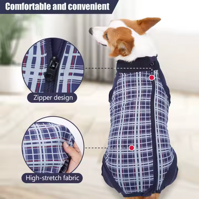 Комбінезон/попона для собак DoubleWin Recovery Suit Plaid Blue, 38 см, 60 мм, XS