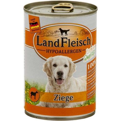 Гіпоалергенні безглютенові консерви для собак Landfleisch Dog Hypoallergen Ziege з козячим м'ясом і пребіотиком, 400 г