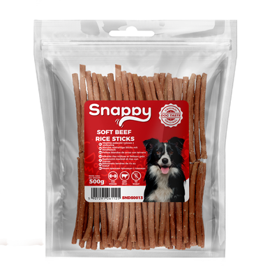 Ласощі для собак SNAPPY DOG SNACKS PAWSTICKS М'які палички з яловичини та рису, 500 г