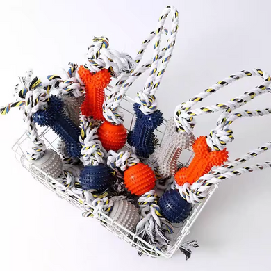 Интерактивная игрушка для дрессировки собак Derby Tug Ball Toy с косточкой, Темно-синий