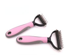 Колтунорез для удаления подшерстка шерсти Single Side Pet Hair Knots Dematting Comb для собак и кошек, Розовый, Medium