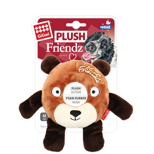 Игрушка для собак Gigwi Plush Friendz Плюшевый Медведь с Резиновым Кольцом Внутри и Пищалками 19 см, Medium