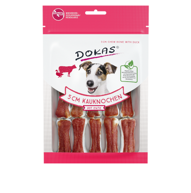 Лакомство для собак Dokas - Жевательные косточки с уткой 5 см, говядина, утка, 120 г