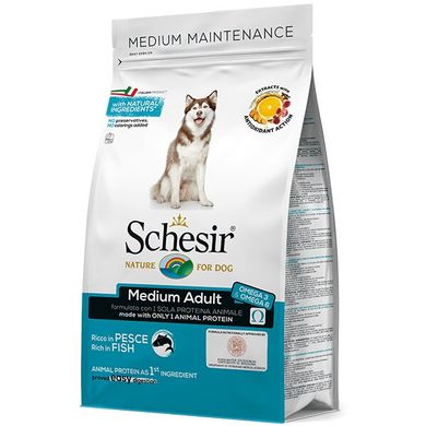 Сухий монопротеїновий корм для собак середніх порід Schesir Dog Medium Adult Fish 3 кг