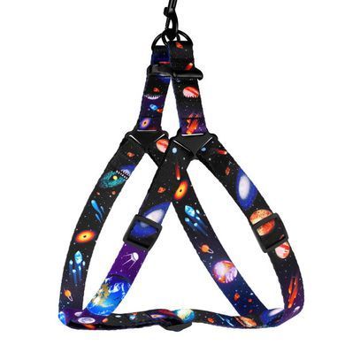 Шлей для собак BronzeDog Urban Cosmos Нейлонова Чорна, Черный, Small