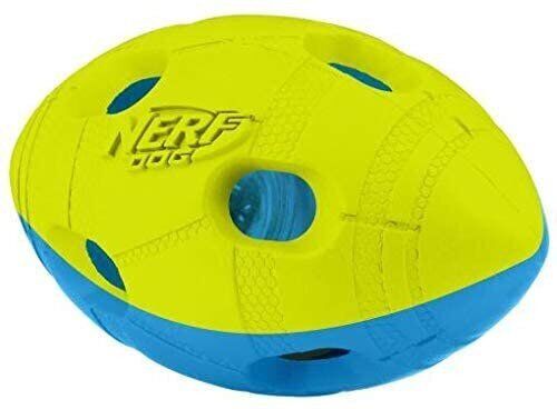 Футбольный мяч для собак Nerf Dog Rubber Bash с интерактивным светодиодом, Зелёный, Medium
