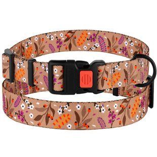 Ошейник для Собак BronzeDog Urban Цветы Нейлоновый c Пластиковой Пряжкой Бежевый, Оранжевый, Small