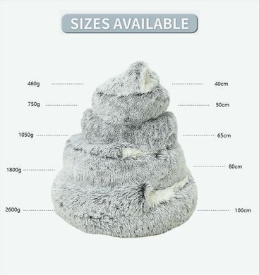 Плюшевая лежанка Люпосанчик Grey Plush Pet Bed для котов и собак, d - 40 см, XS