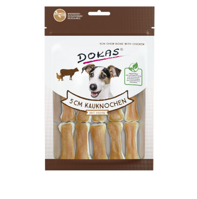 Ласощі для собак Dokas - Жувальні кісточки з курячою грудкою 5 см, курка, яловичина, 120 г