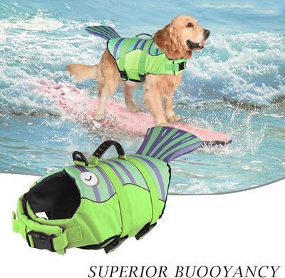 Рятувальний жилет для собак Derby Fish Design Green, 20 см, 30-42 см, 25-35 см, XS