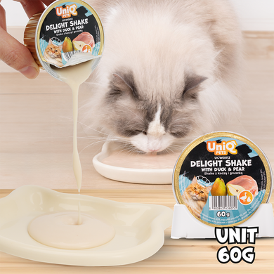 Кремовий вологий корм для котів UNIQ PETS CAT WET FOOD DELIGHT SHAKE з качкою та грушею, 60 г