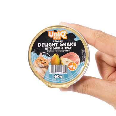 Кремовий вологий корм для котів UNIQ PETS CAT WET FOOD DELIGHT SHAKE з качкою та грушею, 60 г