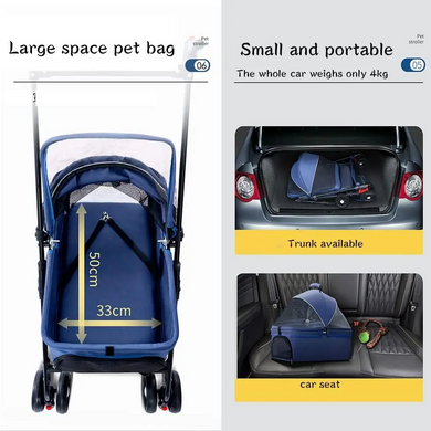 Коляска для кошек и собак Bestopet (Люпосанчик) BS-RL-20 Grey 3in1 со съемной переноской