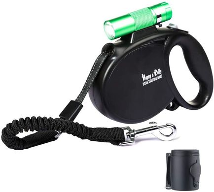 Поводок-рулетка Happy & Polly для собак с выдвижным фонариком, Зелёный