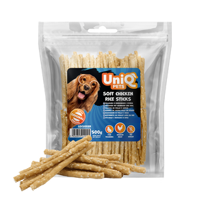 Лакомство для собак UniQ PETS Мягкие куриные стики с рисом 500 г