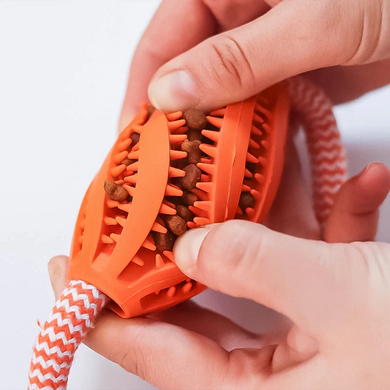 Інтерактивна іграшка для собак Derby Dog Rope Toy with Ball and Handle, Помаранчевий