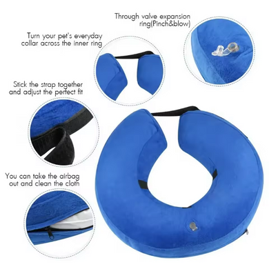 Захисний надувний нашийник для собак Derby Inflatable Cat Dog Elizabeth Collar, Black white glid, L, 38-50 см