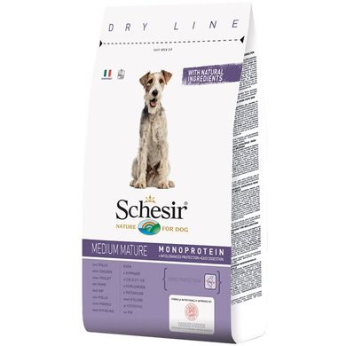Сухий монопротеїновий корм для літніх або малоактивних собак середніх порід Schesir Dog Medium Mature 3 кг