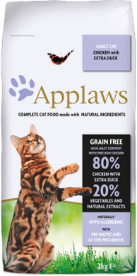 Applaws Chicken with Duck беззерновой корм для кошек + пробиотик, 2 кг, Упаковка виробника