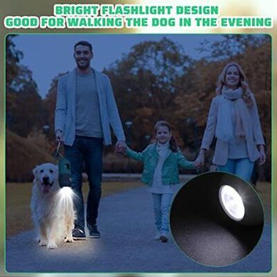 Диспенсер для пакетів з ліхтариком Dog Poop Bag Holder with Flash Light (1 рулон пакетів в комплекті), Синий