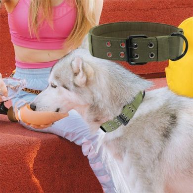 Регулируемый нейлоновый ошейник для дрессировки служебных и домашних собак, Оливковый, Large