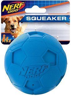 Мячик для собак с пищалкой Nerf Dog Soccer Squeak Ball, Синий, Large, 1 шт.