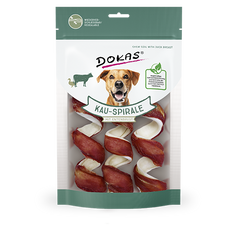 Ласощі для собак Dokas - Жувальна спіраль з яловичини з качиною грудкою, качка, яловичина, 110 г