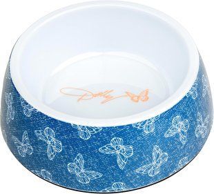 Меламиновая миска для собак и котов Derby AH002 Butterflies, M, 470 мл, 14.5x17.5x6 см