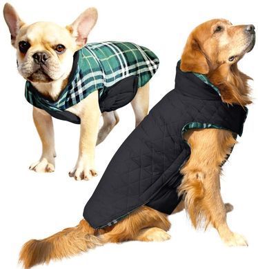 Зимовий водонепроникний двохсторонній жилет в клітинку Derby Plaid Green в британському стилі, 26 см, 34-40 см, 28 см