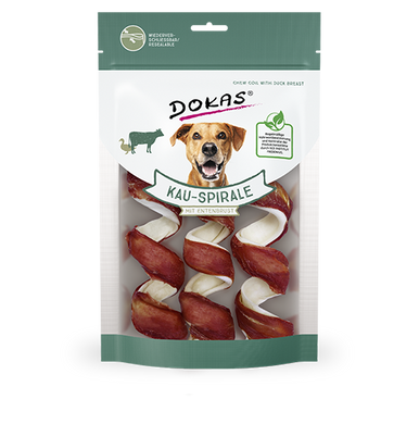 Лакомство для собак Dokas - Жевательная спираль из говядины с утиной грудкой, говядина, утка, 110 г
