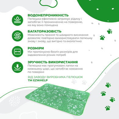 Багаторазова пелюшка для собак Green Leaf (від виробника ТМ EZWhelp), 40х60 см