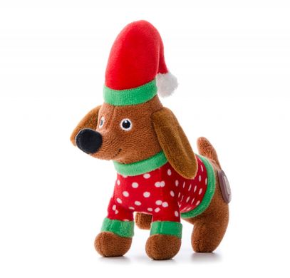 Новогодня плюшевая игрушка JK Animals Такса для собак с пищалкой