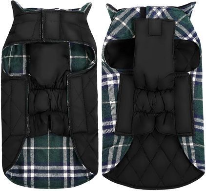 Зимовий водонепроникний двохсторонній жилет в клітинку Derby Plaid Green в британському стилі, 26 см, 34-40 см, 28 см