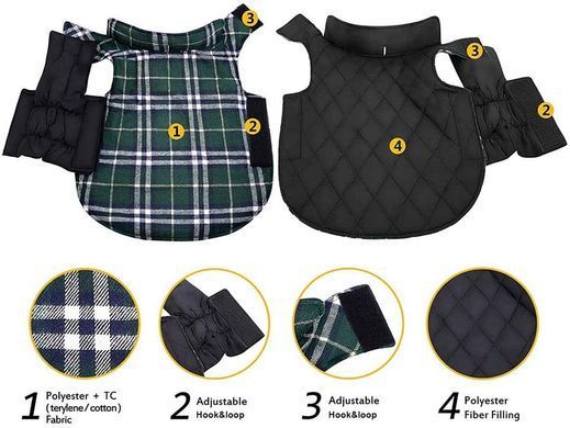 Зимовий водонепроникний двохсторонній жилет в клітинку Derby Plaid Green в британському стилі, 26 см, 34-40 см, 28 см