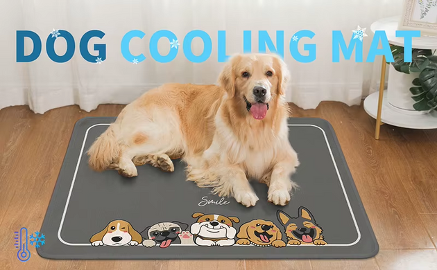 Летняя охлаждающая подстилка для собак Derby Ice Silk Summer Pet Cooling Mat Dogs Smile, 85х120 см