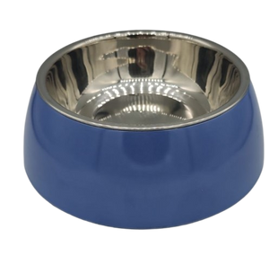 Меламиновая миска с чашей из нержавеющей стали Derby AH005 Navy Blue, M, 370 мл, 14x17.5x5.5 см