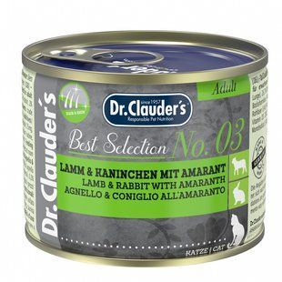 Консерви для котів Dr.Clauder's Best Selection No3 Lamb & Rabbit with amaranth с ягнятою, кроликом і амарантом, 200 г