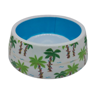 Меламиновая миска для собак и котов Derby AH002 Palm trees, M, 470 мл, 14.5x17.5x6 см